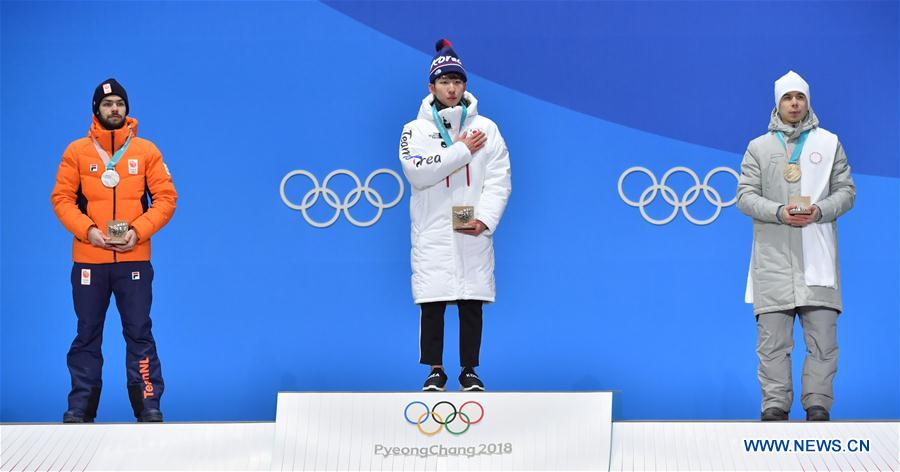 (SP)OLY-SOUTH KOREA-PYEONGCHANG-SHORT TRACK-MEN'S 1500M-MEDAL CEREMONY