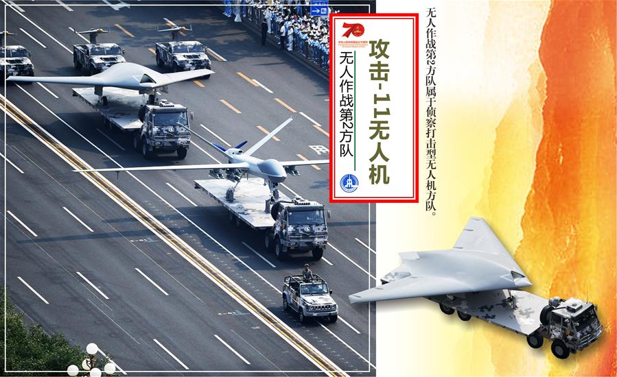 （圖表）[國(guó)慶70周年]無人作戰(zhàn)第2方隊(duì)&mdash;&mdash;攻擊&mdash;11無人機(jī)