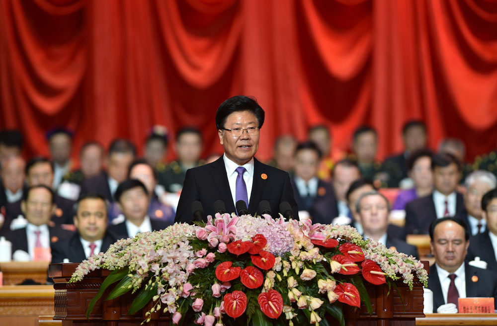 張春賢在慶祝新疆維吾爾自治區成立60周年大會上講話