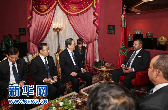 11月4日，中國全國政協主席俞正聲在非斯會見摩洛哥國王穆罕默德六世。 新華社記者 劉衛兵 攝