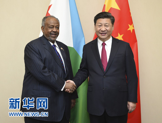 12月3日，國家主席習近平在約翰內斯堡會見吉布提總統(tǒng)蓋萊。新華社記者 謝環(huán)馳 攝 

